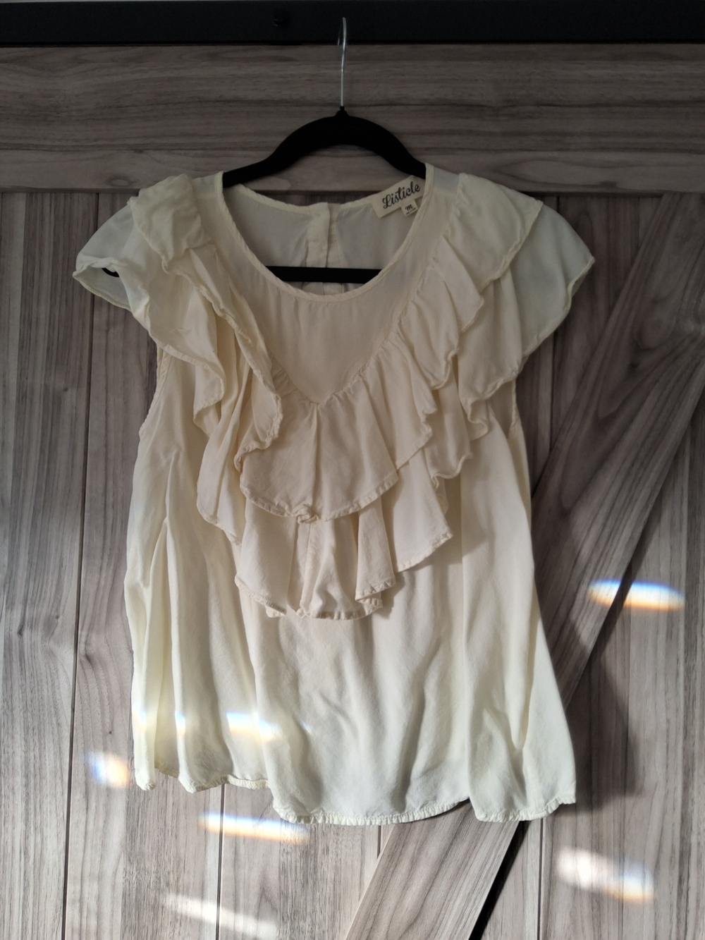 Listicle Cream Ruffle-Front Women's Blouse